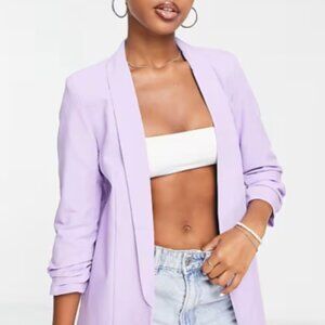 ASOS Pieces blazer with ruched sleeves in lilac size S